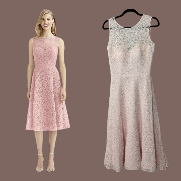 After Six Midi A-Line Lace Overlay Dress Blush Pink Women 6 NWT Style 6738 - Picture 1 of 11